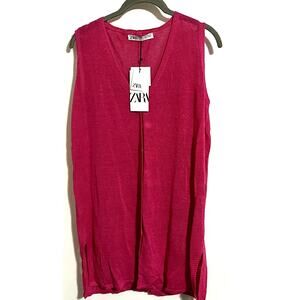 Zara pink linen vest NWT medium